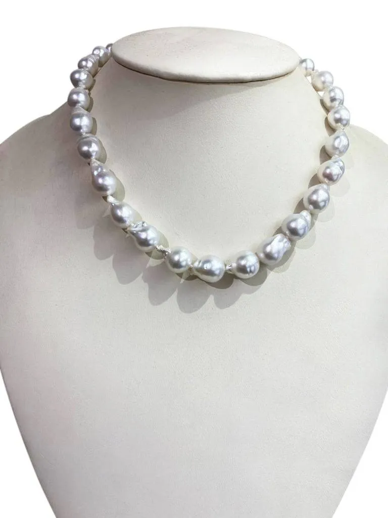 10-13mm Sliver South Sea Pearl Strand with 18kt gold clasp