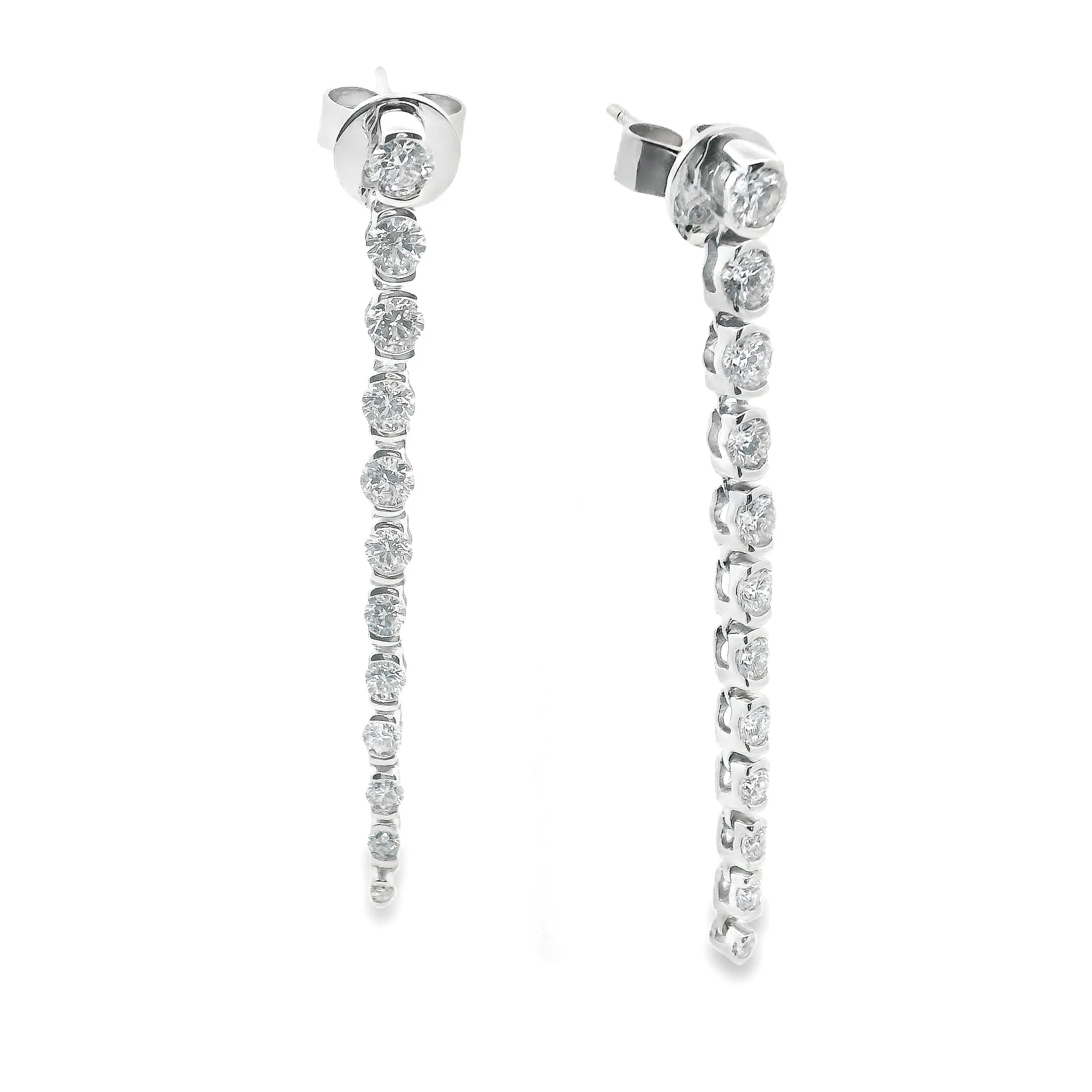 1.37ct 18k White Gold Diamond Stick Earrings