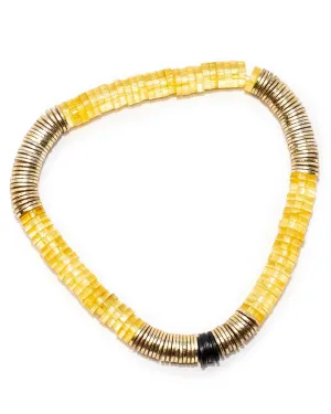 14k Gold and Yellow Acrylic Stretch Bracelet