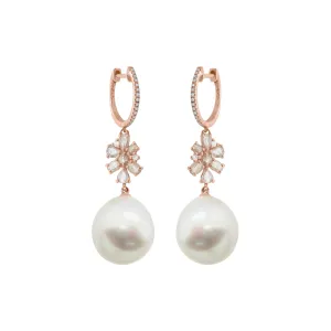 14K GOLD DIAMOND AND PEARL ELIANA EARRINGS