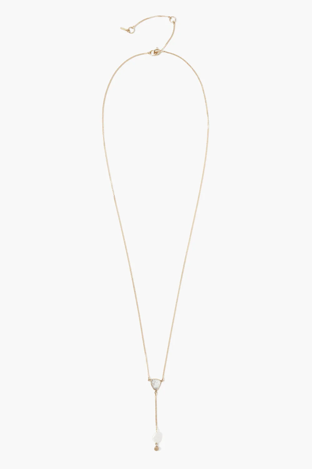 14k Sloane Lariat Necklace White Pearl Mix