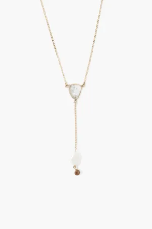 14k Sloane Lariat Necklace White Pearl Mix