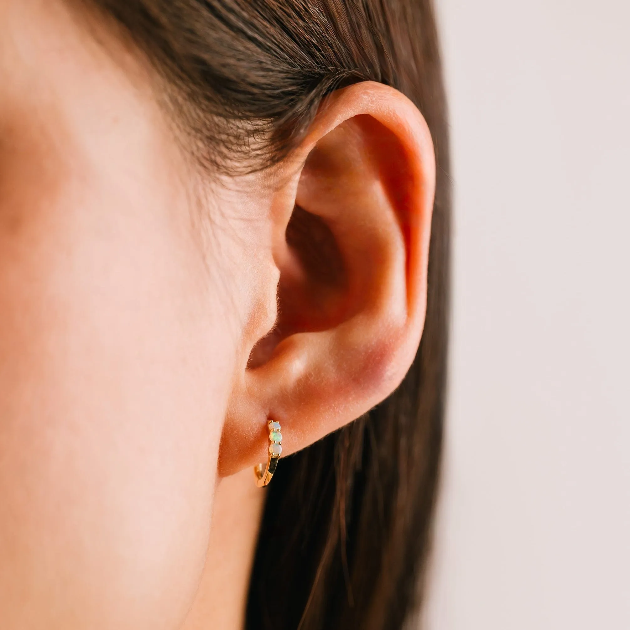 14K Solid Gold Australian Opal Hoops