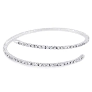 18ct White Gold 1.30ct Diamond Spiral Bangle