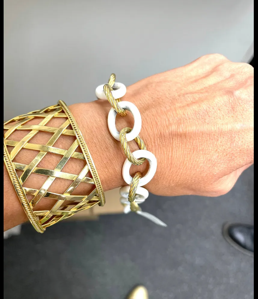 18k Woven Lattice Cuff Bracelet