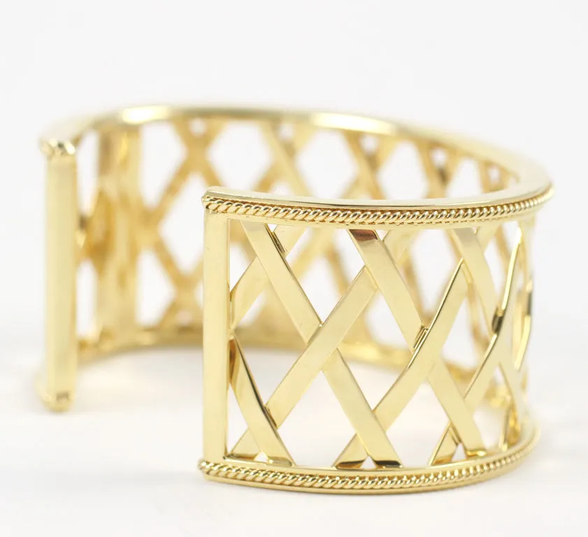 18k Woven Lattice Cuff Bracelet