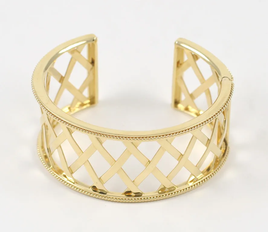 18k Woven Lattice Cuff Bracelet