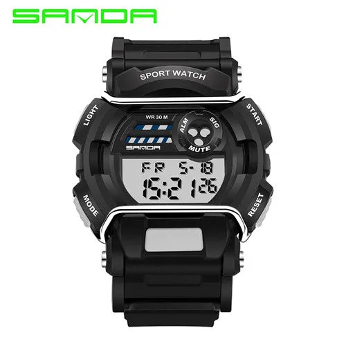 2017 Sanda Brand Men LED Digital Military Watch 30M Waterproof Fashion Dress Amry Green Outdoor Running Electronics Wristwatches