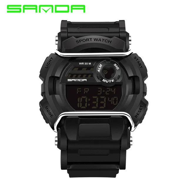 2017 Sanda Brand Men LED Digital Military Watch 30M Waterproof Fashion Dress Amry Green Outdoor Running Electronics Wristwatches