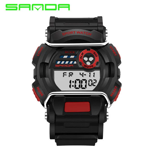 2017 Sanda Brand Men LED Digital Military Watch 30M Waterproof Fashion Dress Amry Green Outdoor Running Electronics Wristwatches