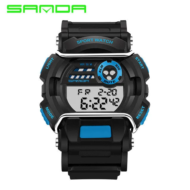 2017 Sanda Brand Men LED Digital Military Watch 30M Waterproof Fashion Dress Amry Green Outdoor Running Electronics Wristwatches