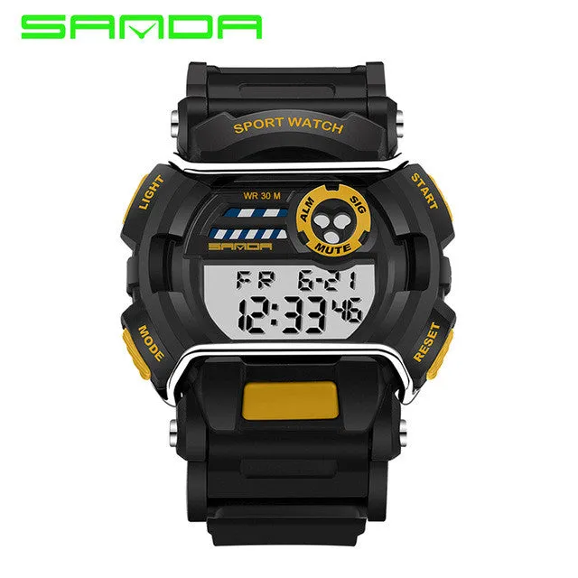 2017 Sanda Brand Men LED Digital Military Watch 30M Waterproof Fashion Dress Amry Green Outdoor Running Electronics Wristwatches