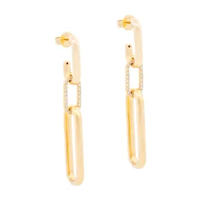 .39ct 14k Yellow Gold Diamond Link Drop Earrings