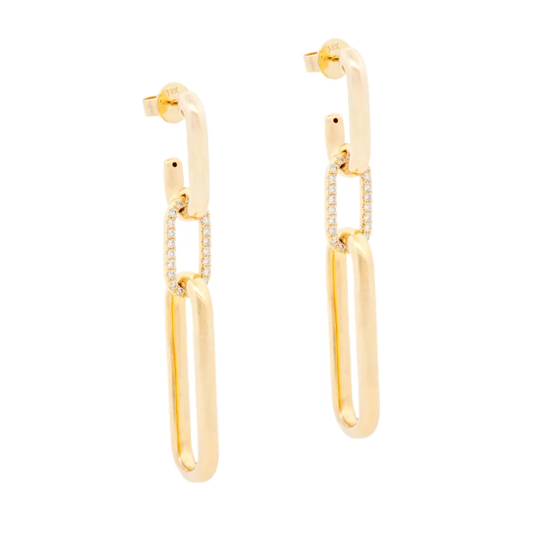 .39ct 14k Yellow Gold Diamond Link Drop Earrings