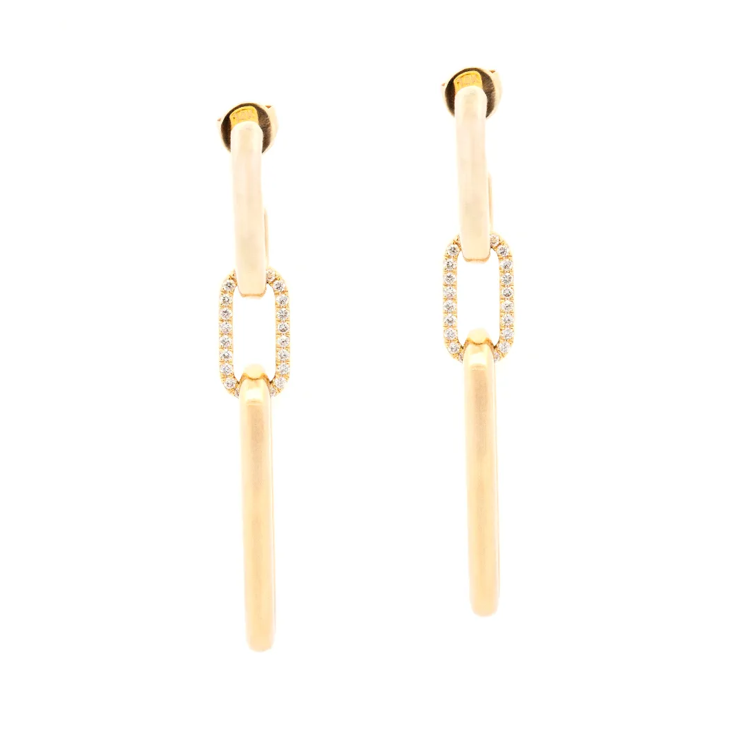 .39ct 14k Yellow Gold Diamond Link Drop Earrings