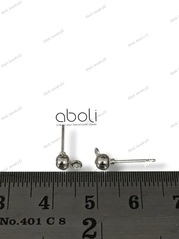 4 mm silver ball stud components earrings studs findings SBS4