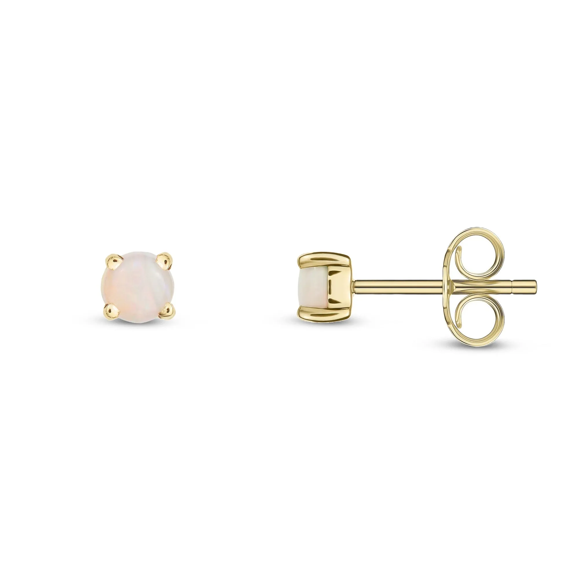 9ct Yellow Gold Opal 3mm Stud Earrings