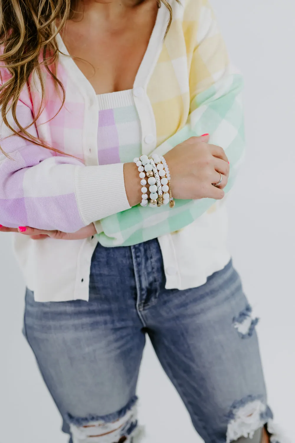 A Must For me Bracelet Stack, White Howlite