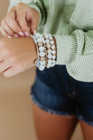 A Must For me Bracelet Stack, White Howlite