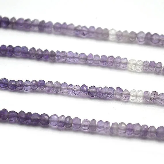 Amethyst Rondelle Beads, 13 Inch Gemstone Strands, Drilled Strung Nugget Beads, Faceted Round, 3-4mm