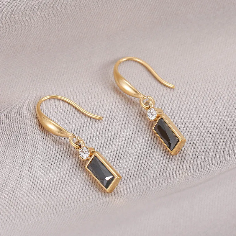 Amy Fashion - Classic Style Rectangular Stone Dangle Earrings