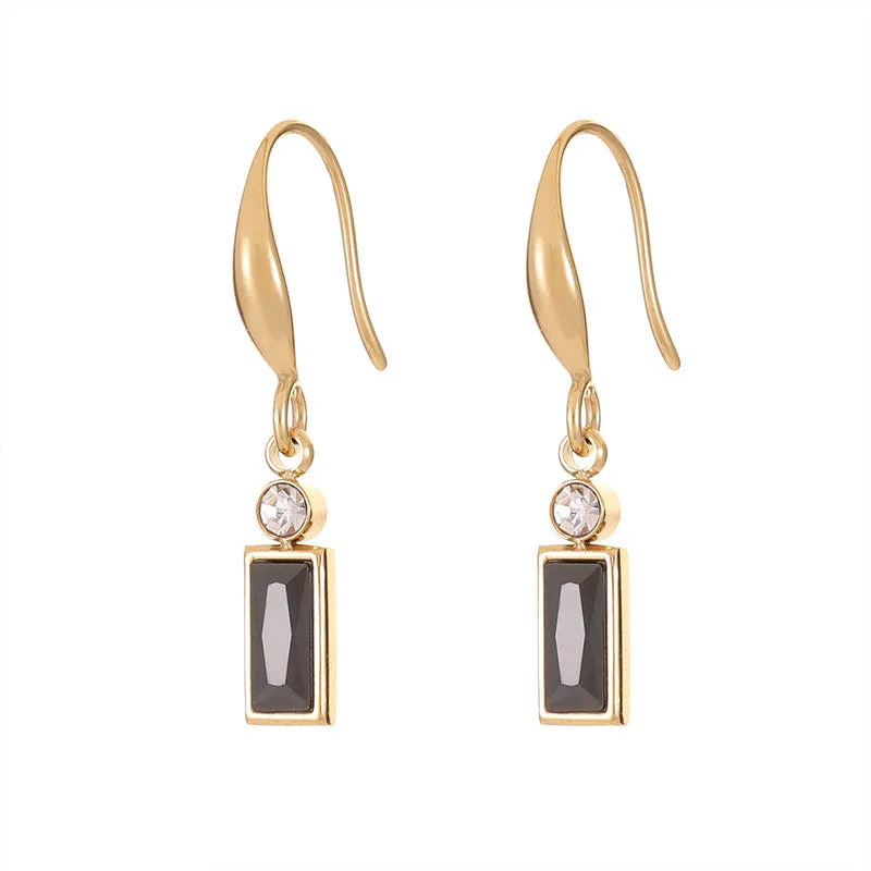 Amy Fashion - Classic Style Rectangular Stone Dangle Earrings