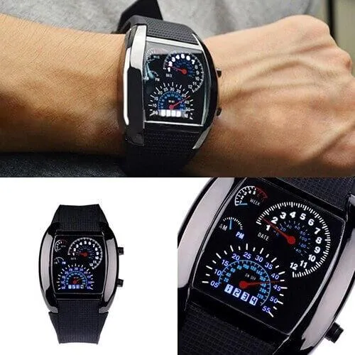 Analog-Digital Stainless Steel Sport Quartz LED Wrist Watch Luxury Running Men's Watch