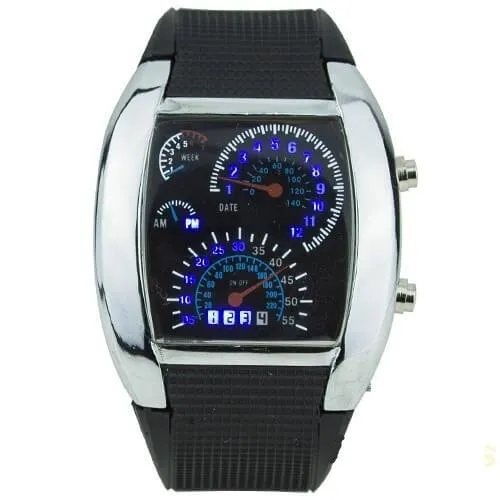 Analog-Digital Stainless Steel Sport Quartz LED Wrist Watch Luxury Running Men's Watch