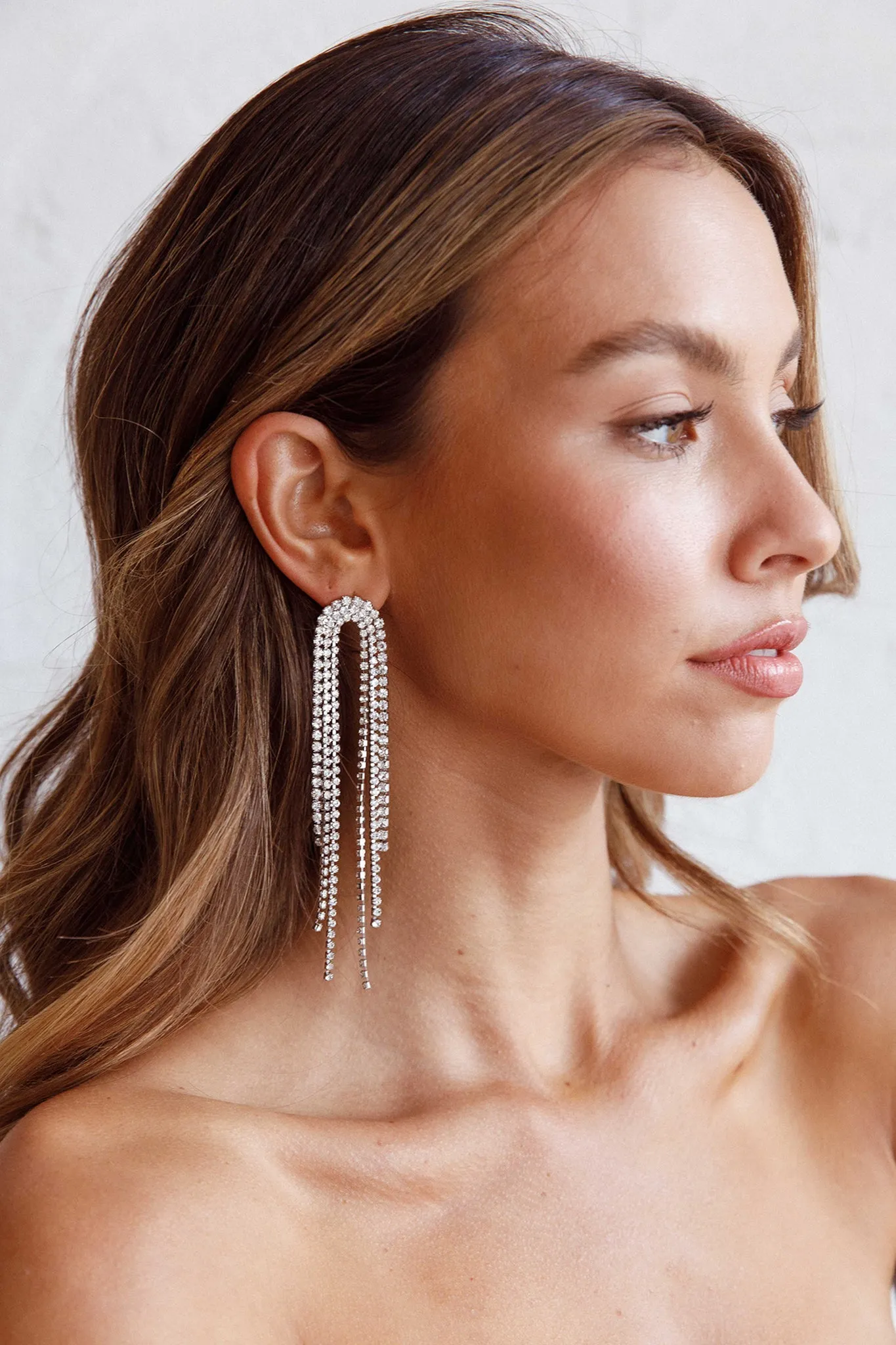 Angela Diamante Drop Earrings Silver