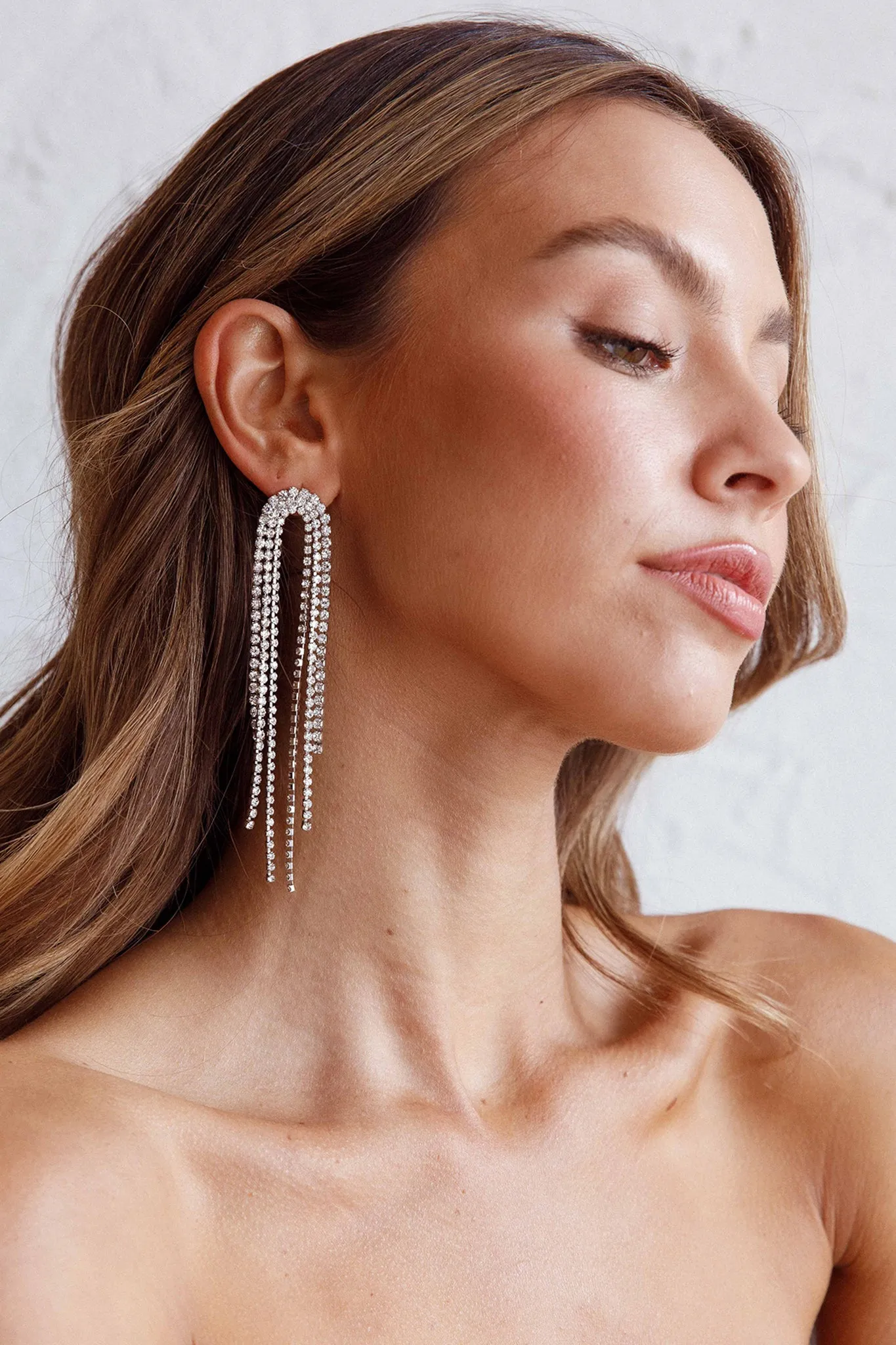 Angela Diamante Drop Earrings Silver