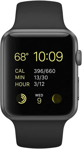 Apple Watch 42mm Space Gray Aluminum Black Sport Band