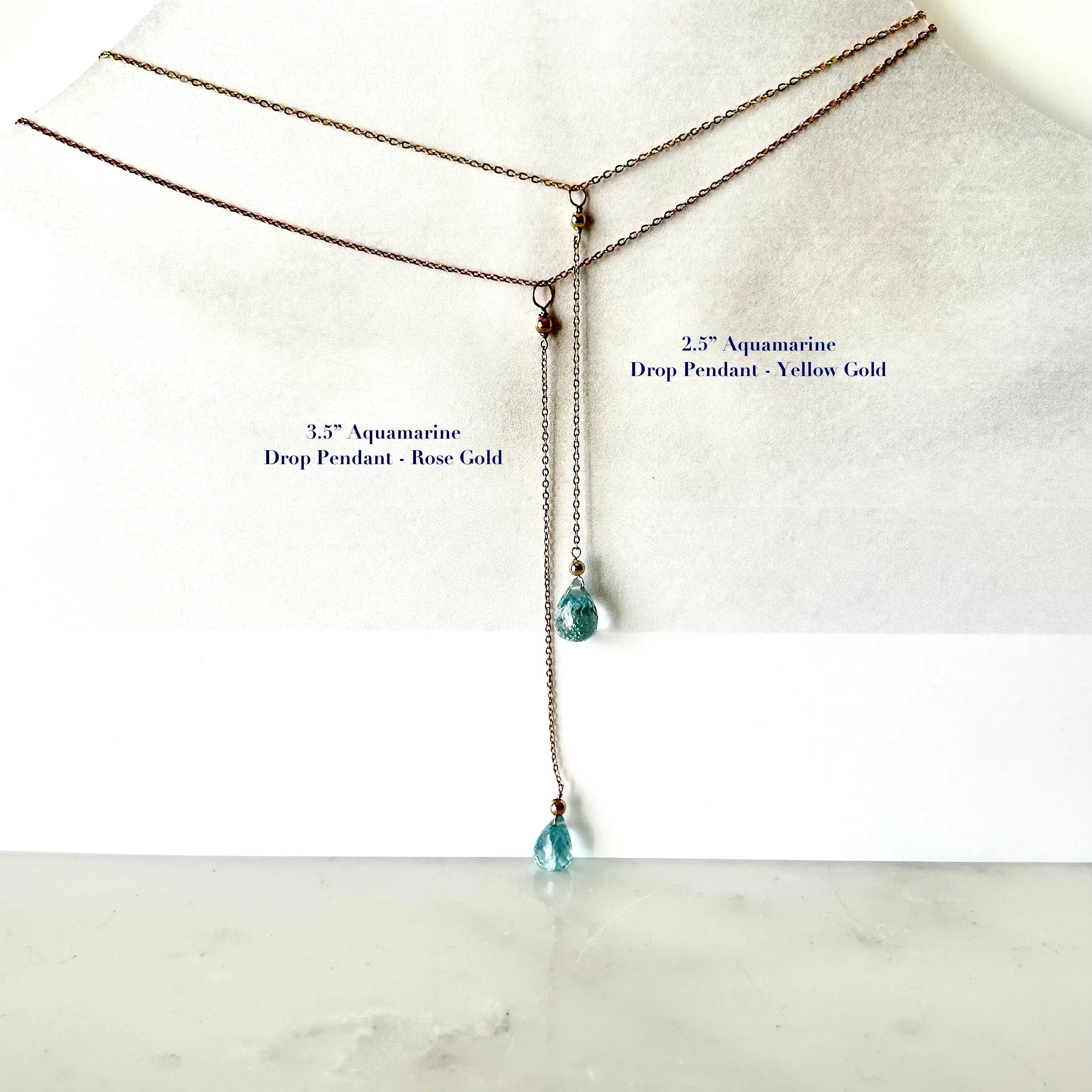 Aquamarine Pendant Necklace, Aquamarine Lariat Necklace