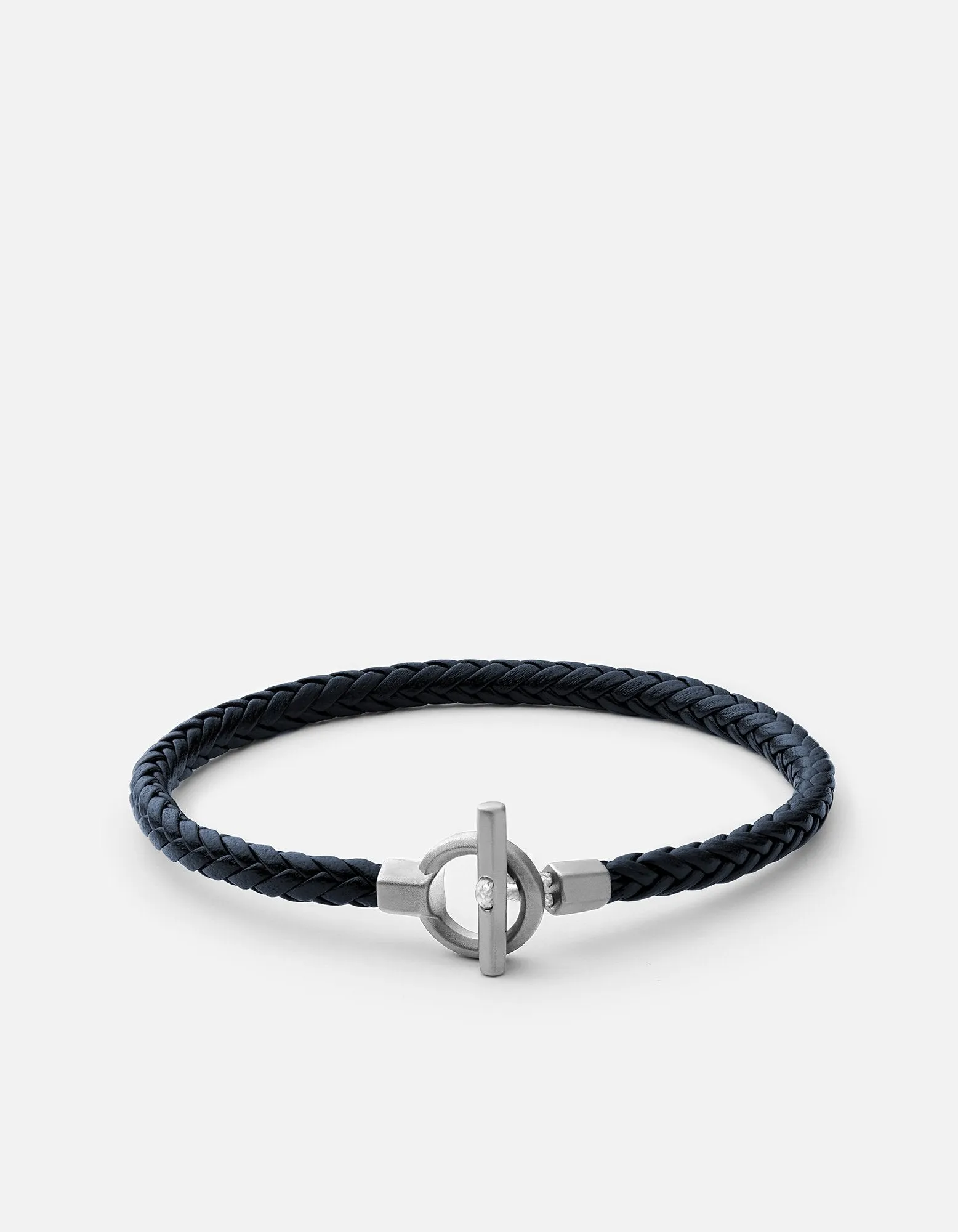 Atlas Leather Bracelet, Matte Sterling Silver