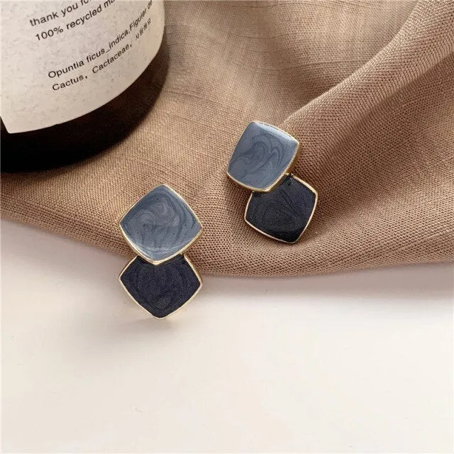 Autumn Winter New Brown Earrings Vintage Matte drop Earrings for women Metal Fashion Statement Dangle Earring 2021 Trend Jewelry