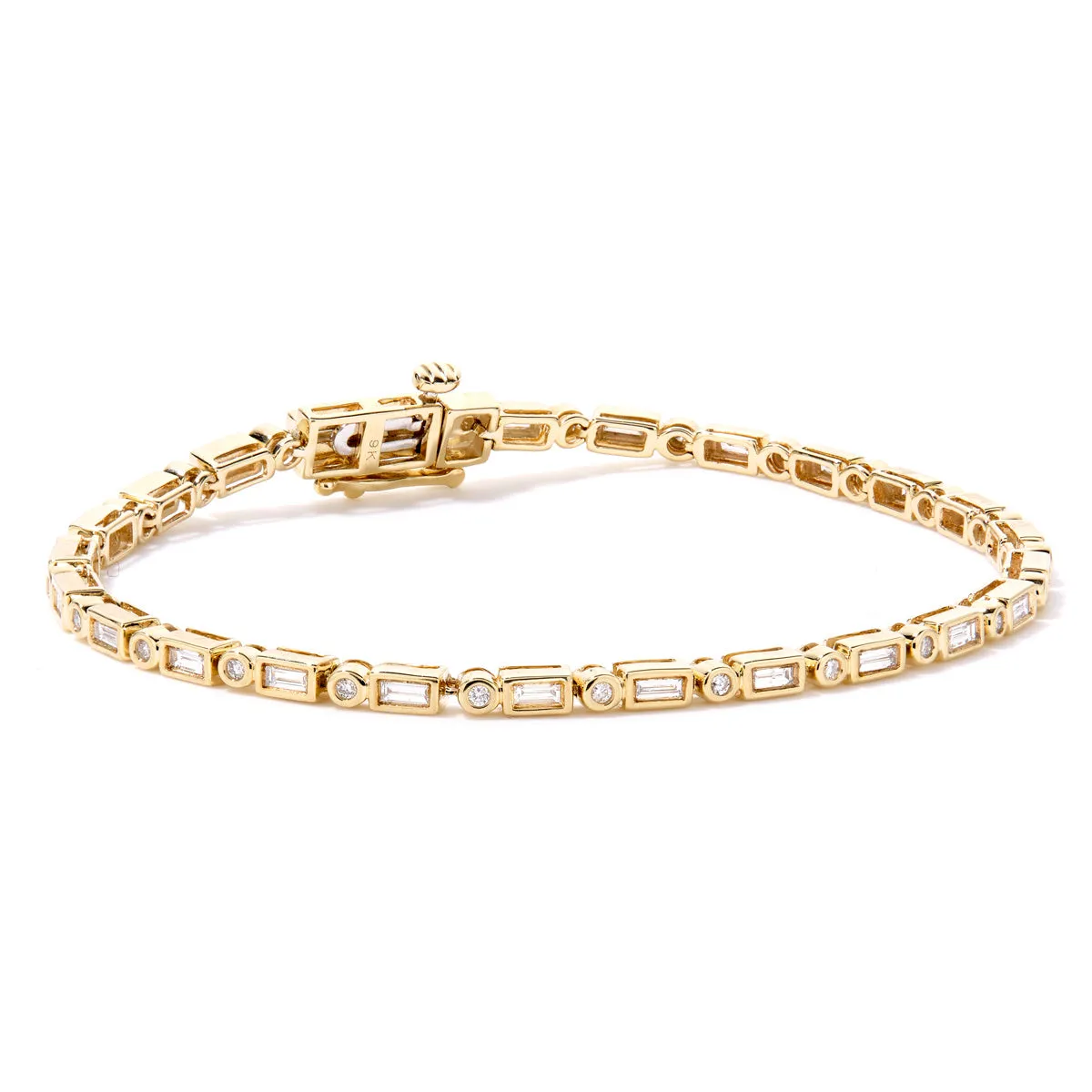 Baguette and Round Diamond Tennis Bracelet