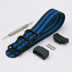 Ballistic Nylon Cobalt Stripe Watch Strap with G-Shock Compatible Adapter and Spring Bar Tool