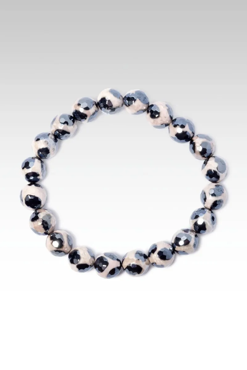 Beaded Celestial Black and White Animal Print Agate Bracelet™