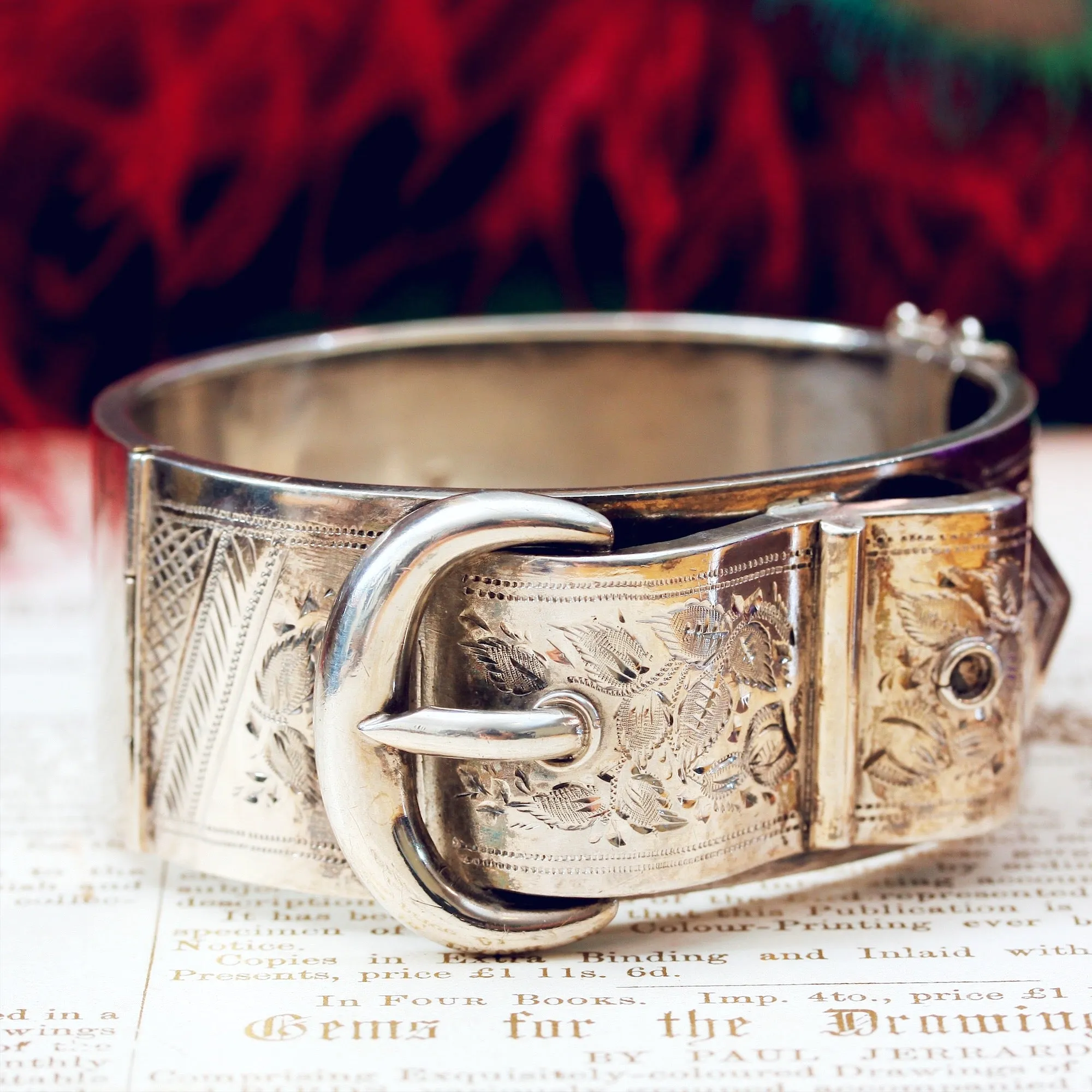 Beautiful Antique Date 1886 Silver Bangle