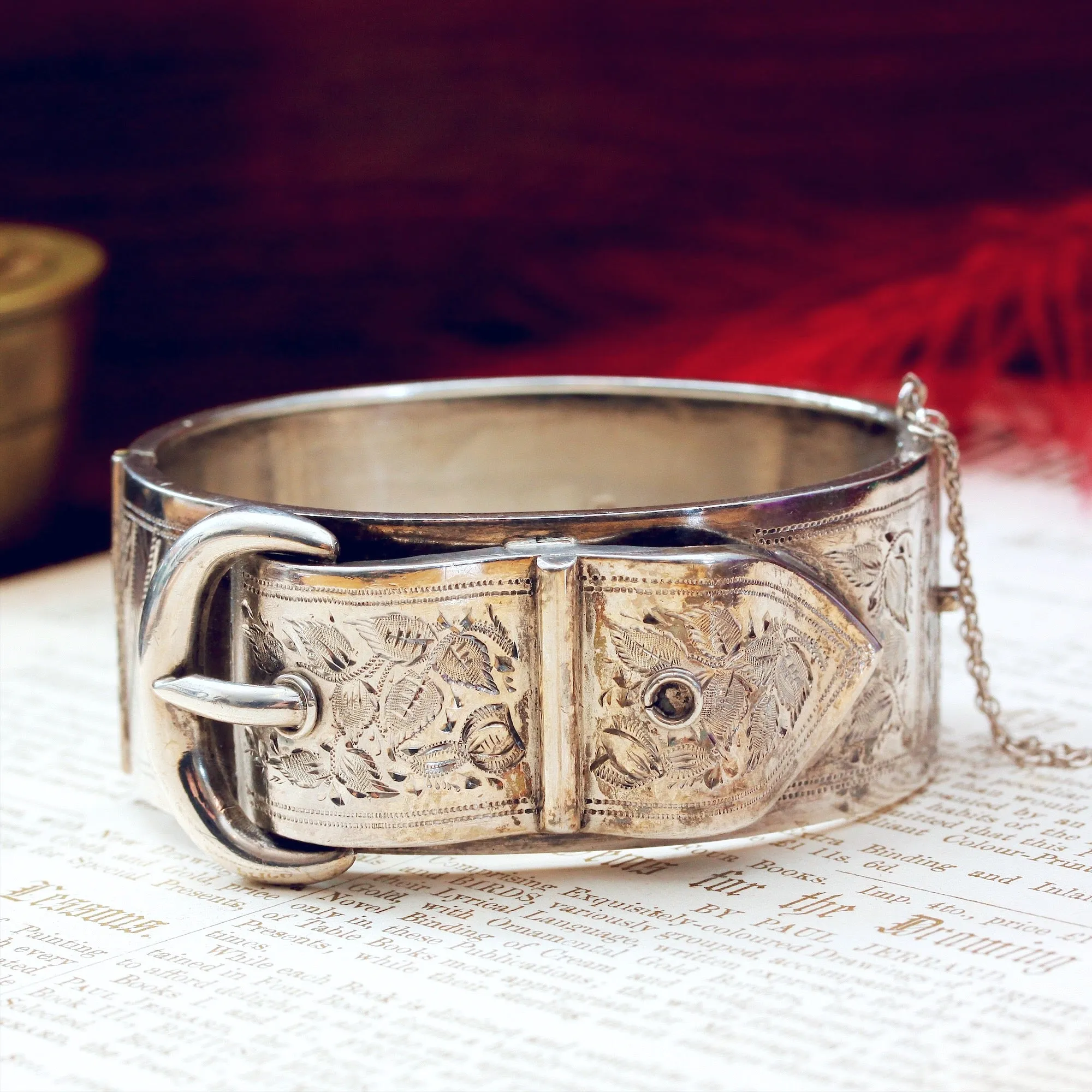 Beautiful Antique Date 1886 Silver Bangle