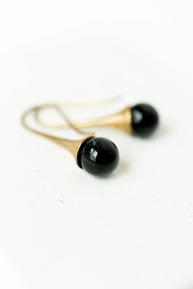 Black Onyx teardrop earrings