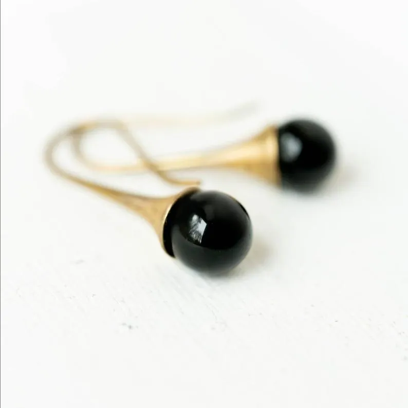 Black Onyx teardrop earrings