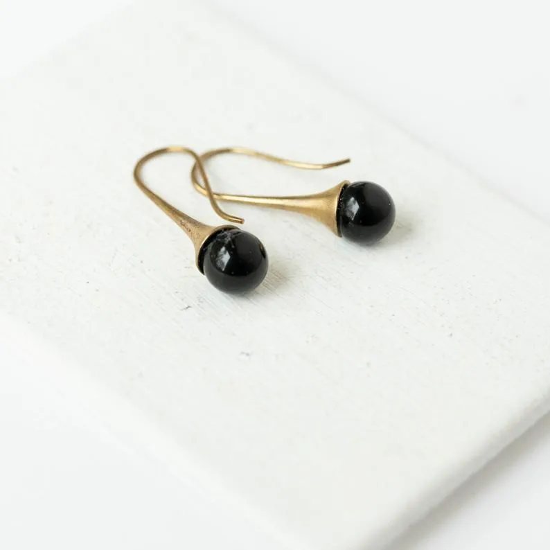 Black Onyx teardrop earrings