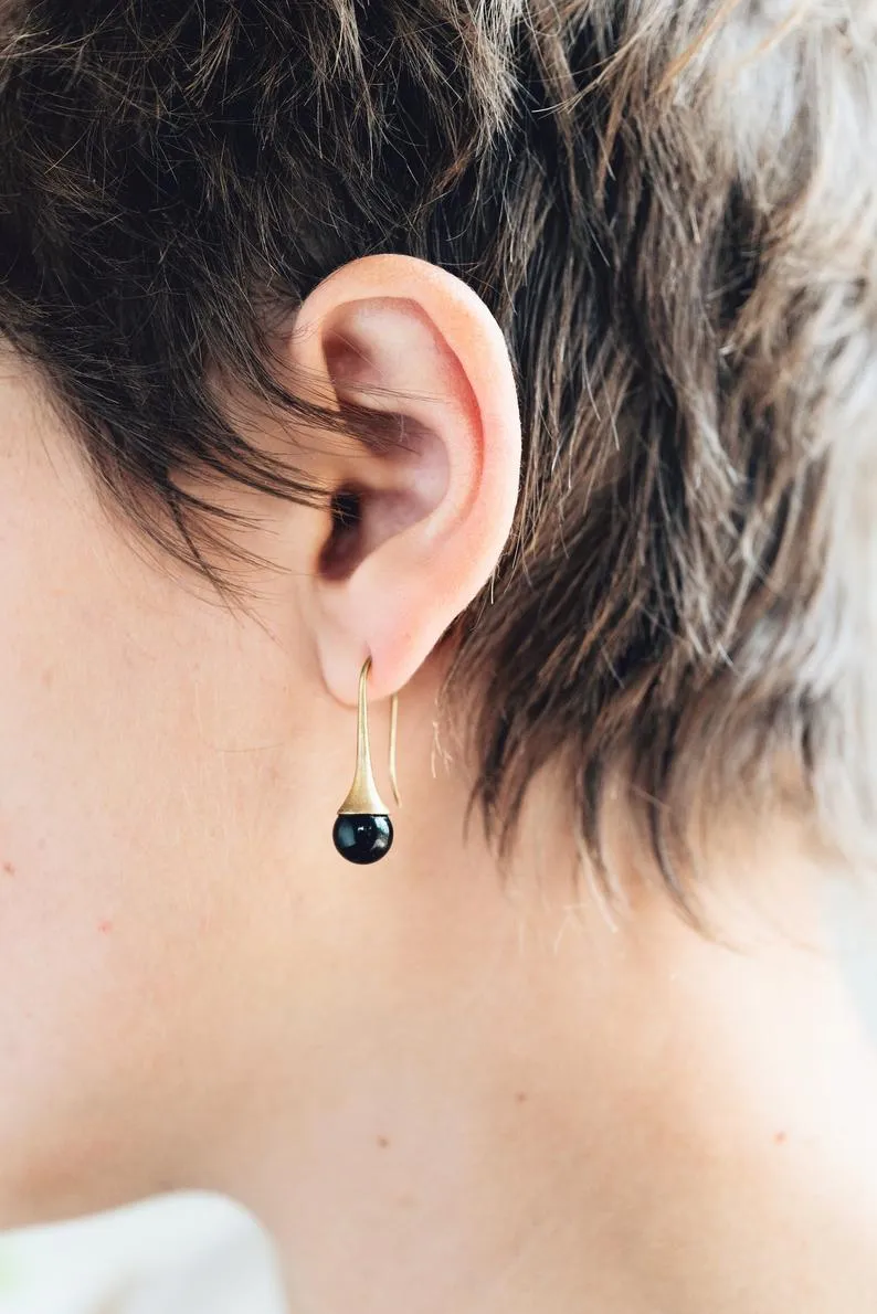 Black Onyx teardrop earrings