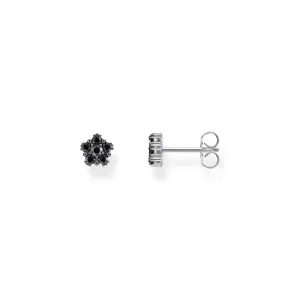 Blackened small ear studs with black zirconia