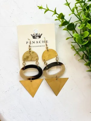 Brass & Stone Dangle Earrings