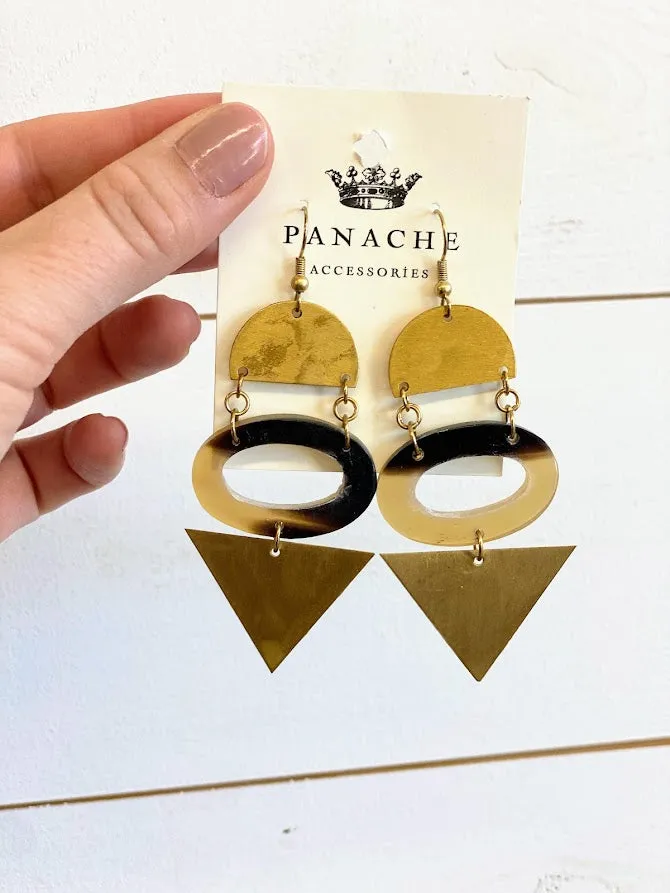 Brass & Stone Dangle Earrings