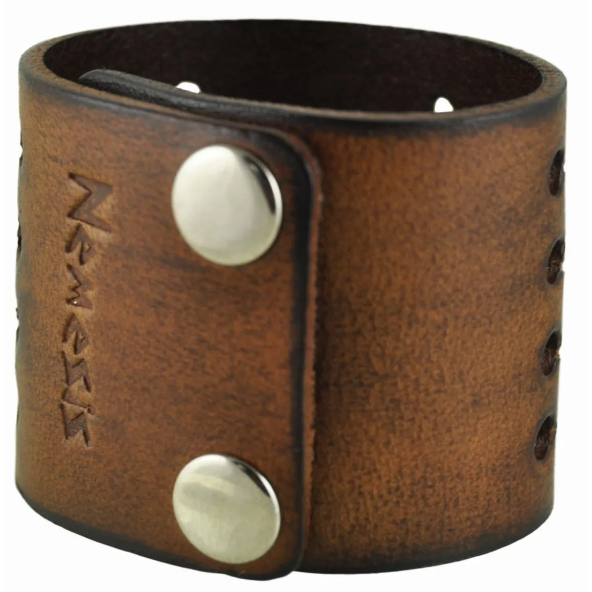 Brown X Cross Cut Leather Cuff Bracelet 512B