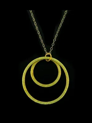 Brushed Double Circle Necklace