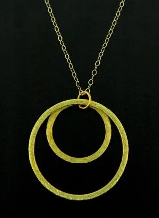 Brushed Double Circle Necklace