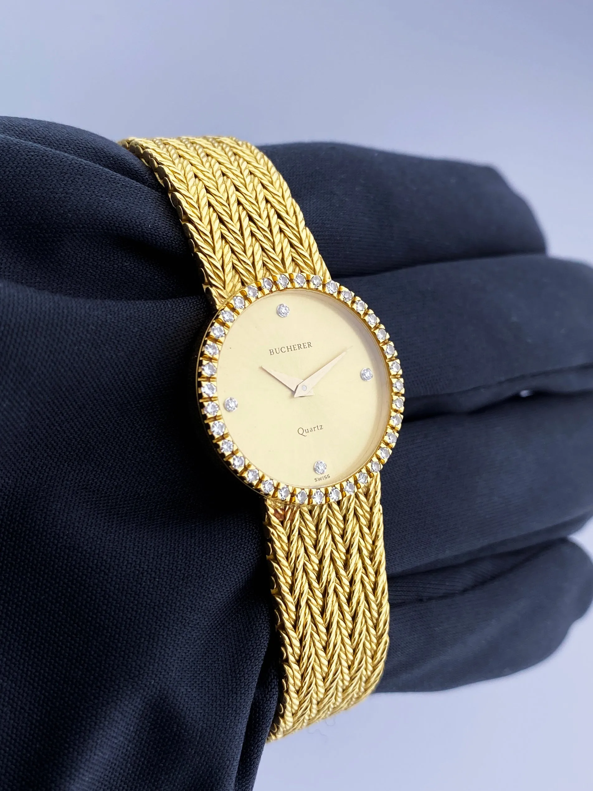 Bucherer 18K Yellow Gold Diamond Dial Ladies Watch